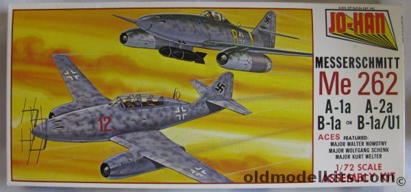 Jo-Han 1/72 Messerschmitt Me-262 A-1a / A-2a / B-1a / B-1a/U1 - Major Walter Nowotny / Major Wolfgang Schenk / Major Kurt Welter, A-104 plastic model kit
